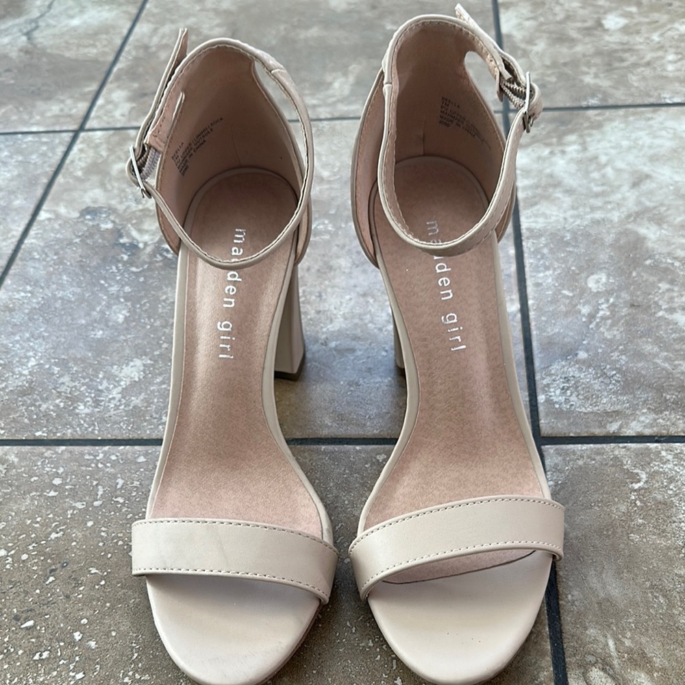 Madden Girl Cream Stiletto Heels with Ankle Strap